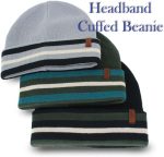 KNITDAY Men's Black Cuffed Running Golf Beanie Winter Hat for Men, Knitted Stripes Headband Pattern Cuff Beenie Skull Cap - Image 2